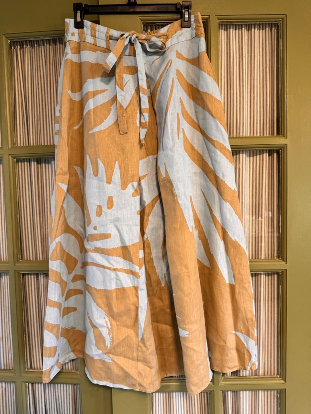 Soft Surroundings Fiji Palm 100% Linen Maxi Skirt